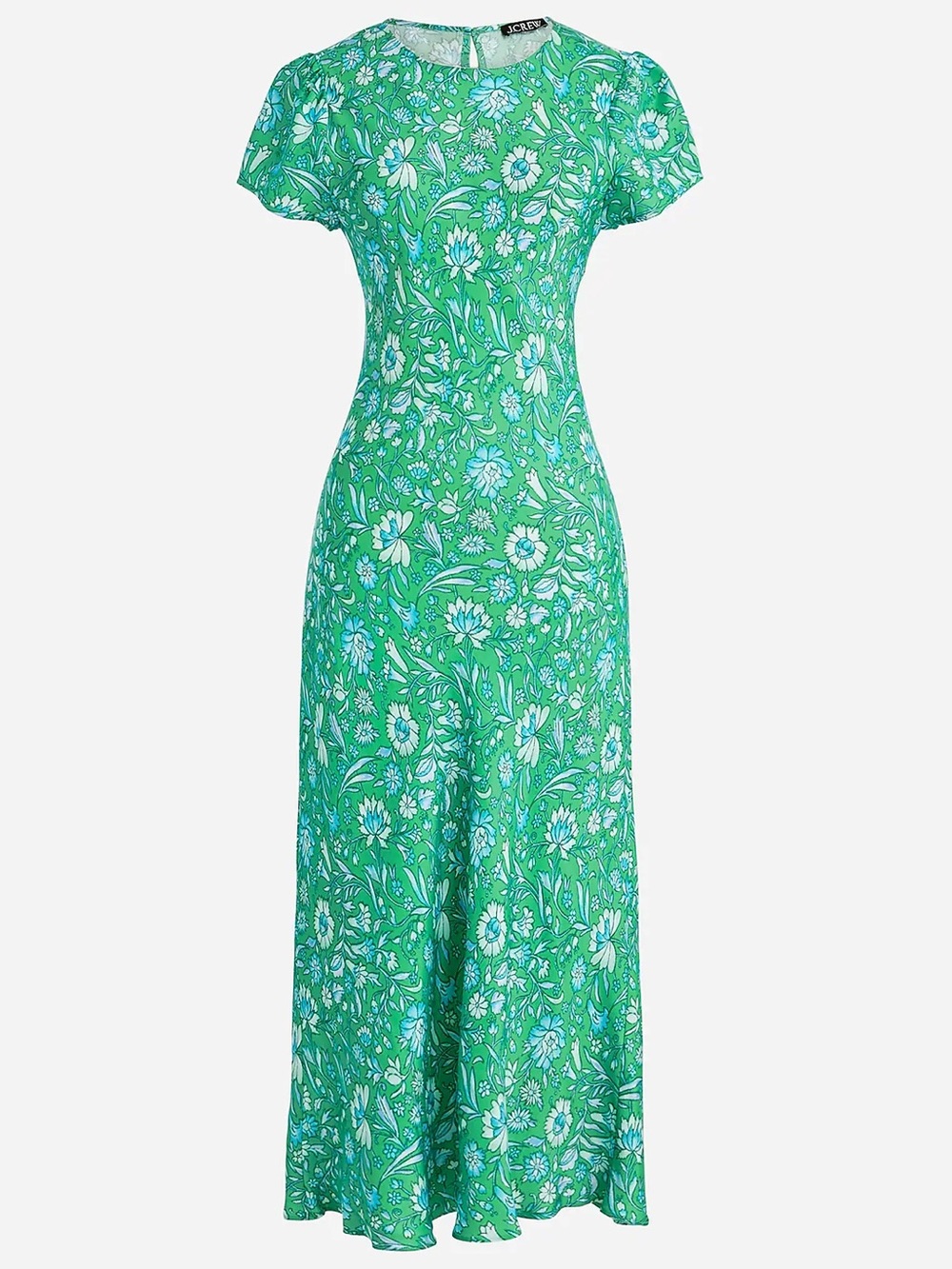 J. Crew Short Sleeve Gwyneth Cupro Blend Slip Dress Marigold Blooms Fresh Grass